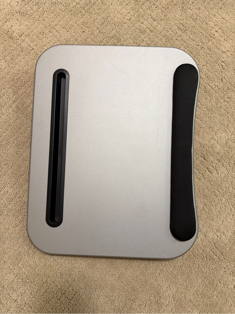 Silver Tablet Lap Stand with Black Cushioned Wrist Rest